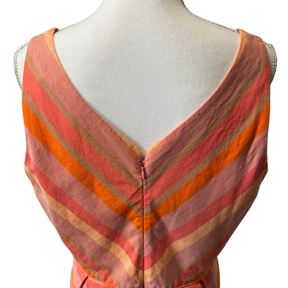 Lands End Striped Fit & Flare Sleeveless Dress Pink & Orange Sundress Size 12 - Picture 13 of 15